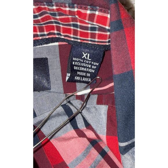 Roundtree & Yorke Men’s XL Red Plaid Short Sleeve Button Up Shirt Cotton - Picture 5 of 7